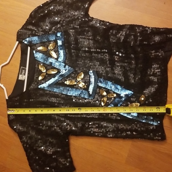 Blue and Black Sequin Top - Picture 4 of 5